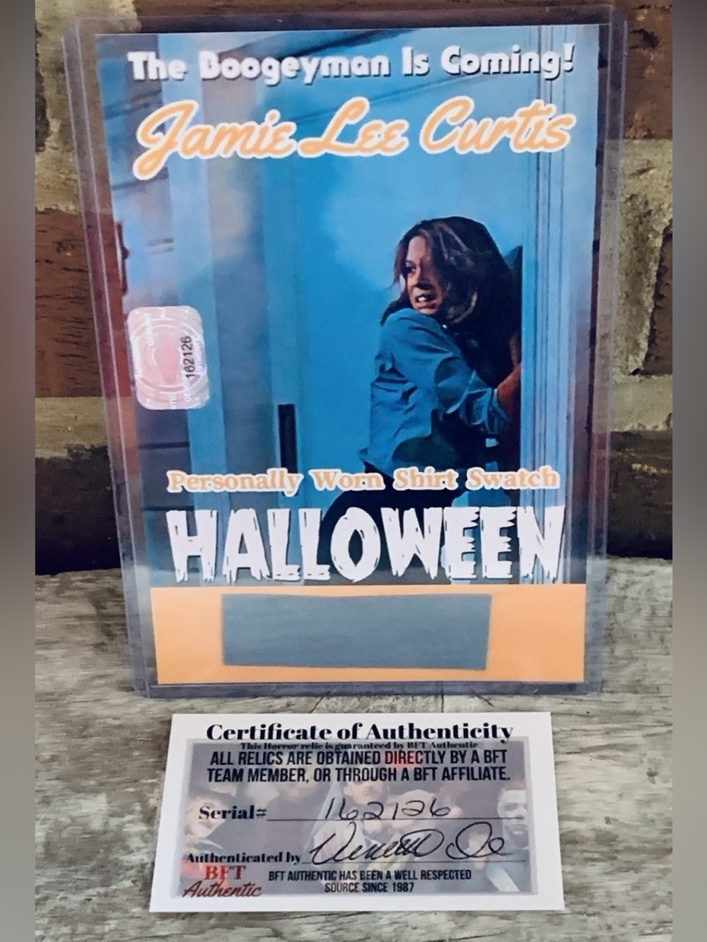 Jamie Lee Curtis Personally Worn Shirt Swatch Halloween Laurie Strode COA